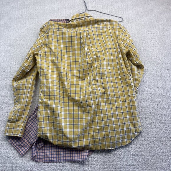 Lot x2 Uniqlo Long sleeve Shirt Mens M Check Plaid Button Up Pink / Yellow - Picture 10 of 12